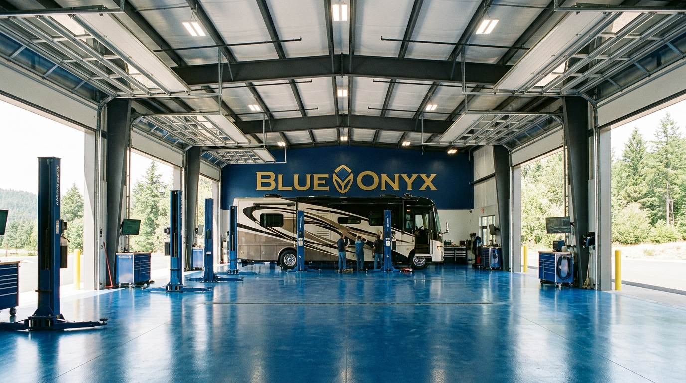 Blue Onyx maintenance shop — three-bay service center